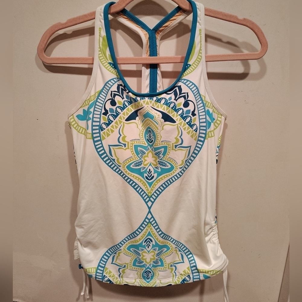 Athleta Women's Medallion Print Racerback Tankini Swim Top Sz S-Beach Vacation